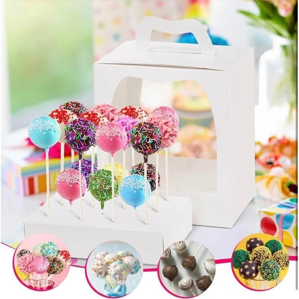 Nicunom 12 Pack Cake Pop Boxes,‎ 18 Holes Cakes Pop Holder Cake Pops Packaging